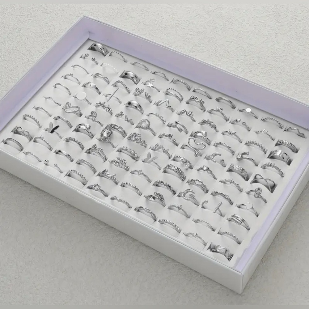 Bohemian Style Silver Stackable Ring Set Wholesale CZ Waterproof Tarnish Free